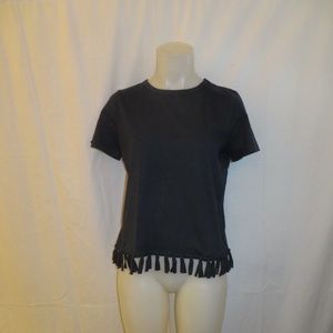 CLU TOO NAVY BLUE TOP W/FRINGE TRIM XS